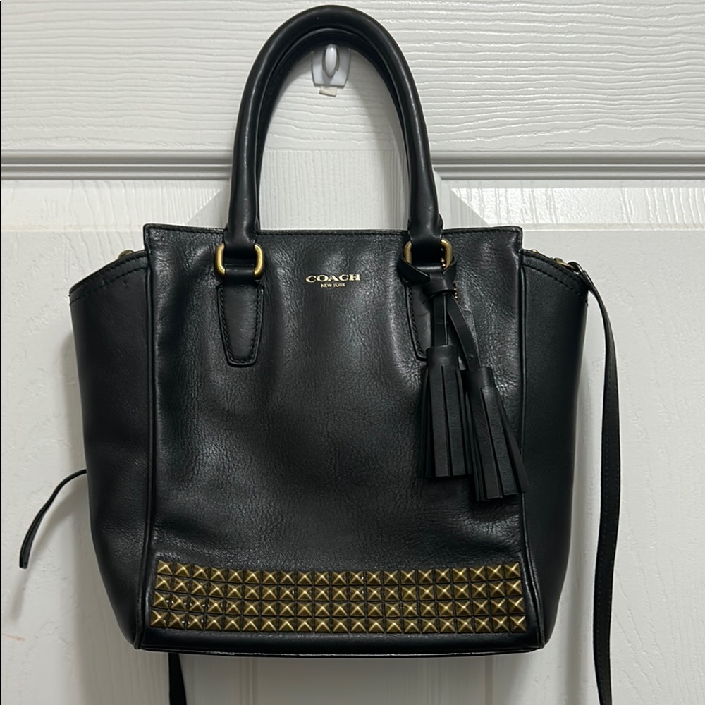 Coach Studded Black Leather Tote Bag
